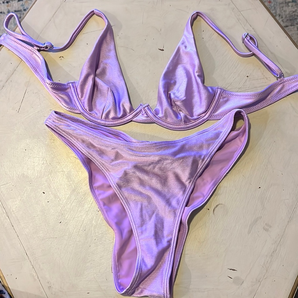 Purpleish-pink sparkly twin bikini set